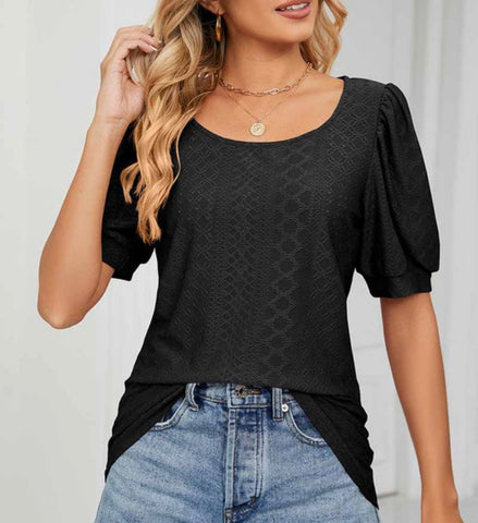 Punched lace material black top